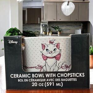 Disney The Aristocats Marie Ceramic noodle Bowl with Chopsticks